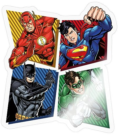 Spreadshirt DC Comics Justice League Superhelden Sticker Aufkleber, 10 x 10 cm, Transparent glänzend