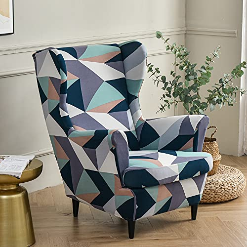 Highdi 2-Teilig Ohrensessel Bezug für Stradmon Stuhl, Stretch Sesselüberwürfe mit Modern Druck Elastisch mit Armlehne Sesselhusse für Ohrensessel, Relaxsessel, Fernsehsessel (Violett)