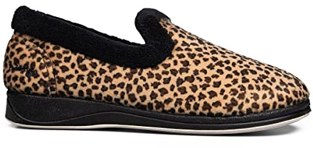 Padders Repose EE Wide Fitting Womens Memory Foam Slippers (7 UK, Animal, numeric_7)