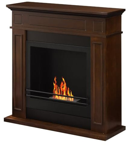 Decorspace Camino a Bioetanolo da terra Jefferson in legno 3,4 Kw arredamento Moderno (Noce)