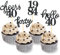24 Stück Glitzer 40. Geburtstag Cupcake Topper, Geburtstagsdeko 40 von 1985 für Deko 40 Geburtstag, 40 Geburtstagsfeier Zubehör Party Dekoration Kuchendekoration (Schwarz)