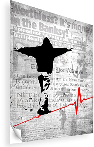 Boikal Wandaufkleber Banksy EKG Herz 50 x 70 cm Selbstklebende Wandbilder Wiederablösbar