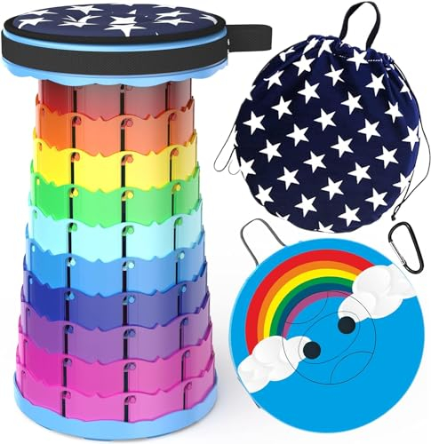 ALEVMOOM Tragbarer Klapphocker,Camping Hocker Teleskophocker,Klappbarer Hocker,Mini Leichte Campinghocker für Outdoor Camping Angeln BBQ Drinnen Küche,Belastung 440lbs