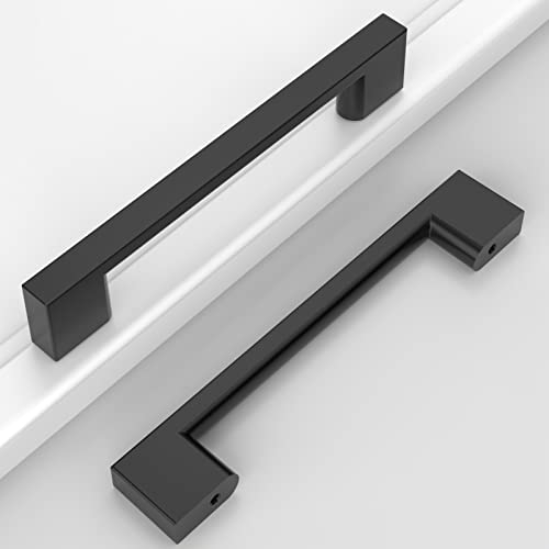 Amerdeco 8 Stück Möbelgriffe Schwarz 128mm Lochabstand Schubladen Griffe für Küchenschränke Schrankgriffe Schubladengriffe Türgriffe für Küchenschränke Kleiderschrank UK0036