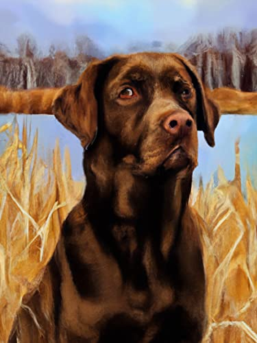 Ginfonr Diamond Painting 5D Diamant Malerei Schwarzer Hund Labrador Gras Nach Anzahl Kits Full Drill Paint Mit Diamonds Arts Wall Decor 30 * 40 CM