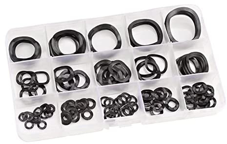 BOUACOUA 200 Pezzi Set di Rondella Elastica a Molla in Acciaio al Carbonio Rondella Ondulata M3, M4, M5, M6, M8, M10, M12, M14, M16, M19, M21, M22, M24