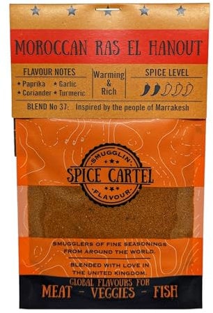 Spice Cartel's Ras El Hanout Spice Blend. Moroccan Spice Blend Great For Tasty Tagines. 35g Resealable Pack Seasons 1kg+ Of Protein. Premium UK Hand Blended.