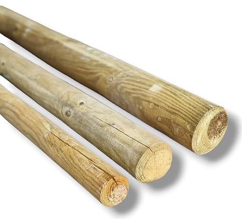 MyTimber® Zaunpfosten aus imprägniertem Holz KDI | Pfosten rund als Baumpfahl, Holzpalisade | ⌀ 6cm, 8cm 10cm (8 cm, 125 cm)