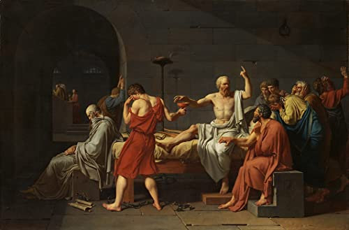 Leinwand Bilder Kunstdrucke Leinwand Plakat Berühmtes Gemälde Der Tod des Sokrates von Jacques Louis David für Wohnzimmer 60x90cm