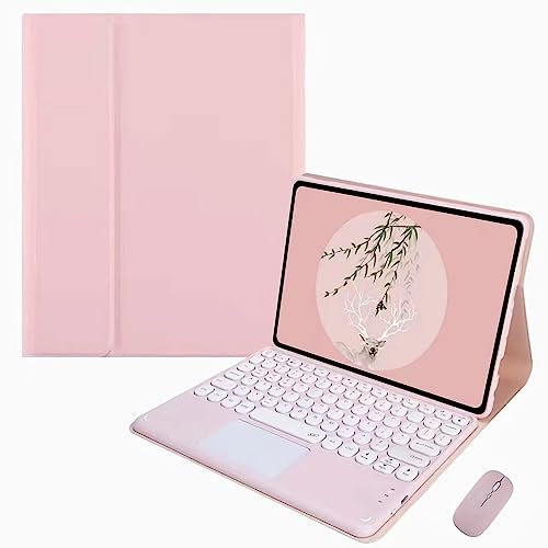 Custodia Con Tastiera Touchpad Per Lenovo Tab M10 3Rd Gen 10.1 2022 Case, Custodia Per Tastiera Trackpad Bluetooth Staccabile Per Lenovo Tab M10 Plus 10.3 11.2, Con Mouse,Pink 01,M10 3 gen 10.1