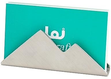 Leicraft Lot de 2 porte-cartes de visite en acier inoxydable pour bureau, organiseurs de cartes et accessoires de bureau pour homme et femme (argent)