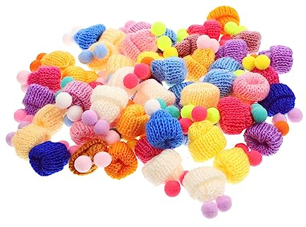 KOMBIUDA 60 Stück Mini-Beanie Dekorative Mini-Hüte Strickmützen Mini-Hüte Zum Basteln Mini-Haushüte Winzige Kitting-Hüte Kleine Mütze Mini-Mütze Ornamente Strickmützen