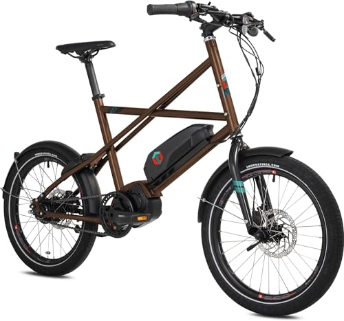 TechniBike UTY 8 by Cooper Bikes – 20 Zoll Ultrakompaktes, one size fits all, E-Bike mit Stahlrahmen, Shimano Nexus 8-Gang Nabenschaltung, Shimano E6100, Root Beer