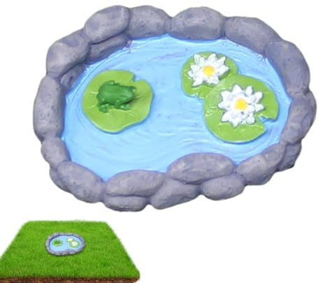 Streysisl Miniature Garden Accessories, Fairy Garden Accessories Pond, Resin Pond Figures, Landscape Decoration, Creative, Reusable, Cute Fairy Garden Accessories Made of Resin for Home Decoration