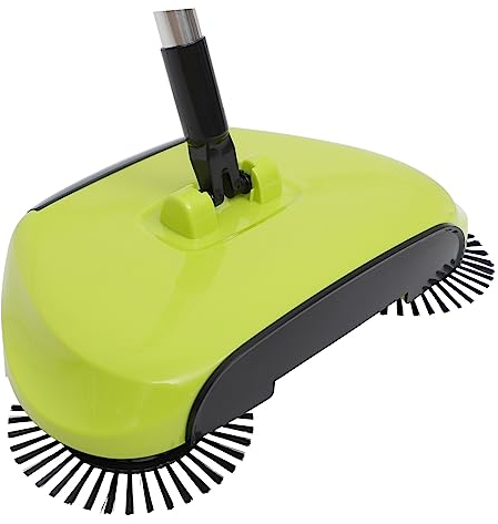 Ciieeo Hand Push Floor Sweeper Broom and Dustpan 3-in-1 Cleaning Mop 360° Rotating Head, Green, Household Manual Push Sweeper for Indoor Floor Cleaning