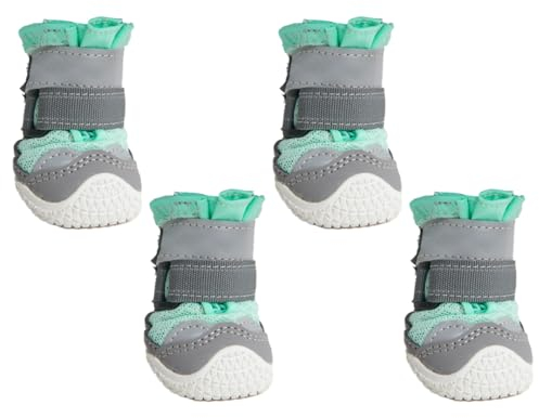 Spark Paws Hundeschuhe – rutschfest & Atmungsaktiv, Pfotenschutz im Sommer für heiße Oberflächen & Wandern, Strapazierfähig, 4er-Set - Turquoise, D