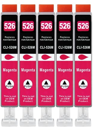 5 XXL Druckerpatronen kompatibel zu CLI-526 M Magenta für Canon PIXMA IP4850 IP4950 IX6550 MG5150 MG5250 MG5350 MG6150 MG6250 MG8150 MG8250 MX715 MX885 MX895