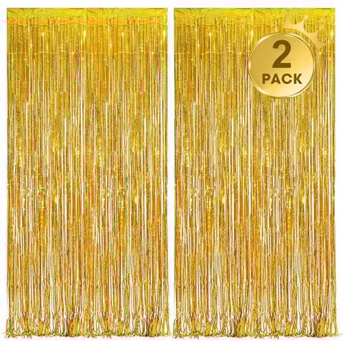 2 Piezas Cortinas de Oropel Metálicas para Decorar una Fiestas de Cumpleaños, 1x2m Cortina Lámina Franjas con Flecos, Cortina de Brillo para Decoraciones Boda Fiesta