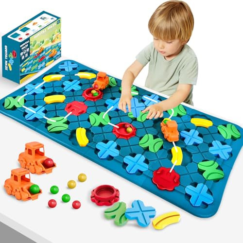 Herenear Jeu de Construction de Route Logique pour Enfants 3 4 5 6 7 Ans, 78X38 CM Logical Road Builder, Labyrinthe Jeu de Société, Jeu Plateau STEM pour Multijoueurs, Cadeau pour Garçons et Filles