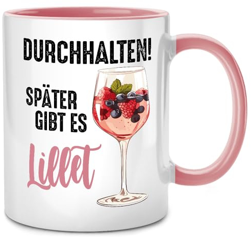 Seness Durchhalten später gibt es Lillet Tasse, Aperol Geschenk Prosecco Sekt Wild Berry Gin, Hugo Spritz Wein, Abschiedsgeschenk Kollegen Abschied Kollegin, Lieblingskollegin beste Freundin (Lillet)