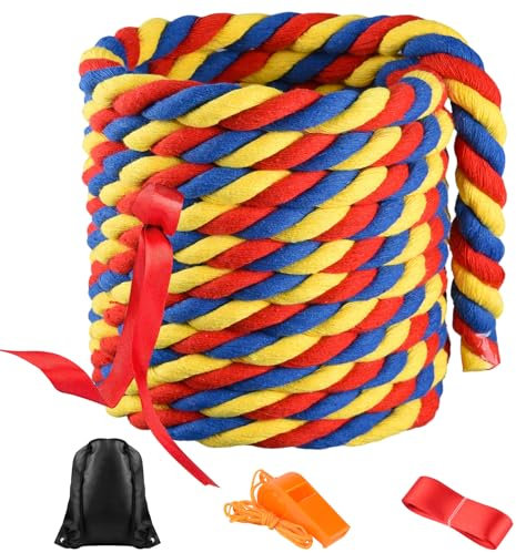 NEBURORA 20FT Tug of War Rope for Kids and Adults Outdoor Games Field Day Family Reunion Summer Outside Yard Backyard Lawn Camping Picnic Carnival Party Games