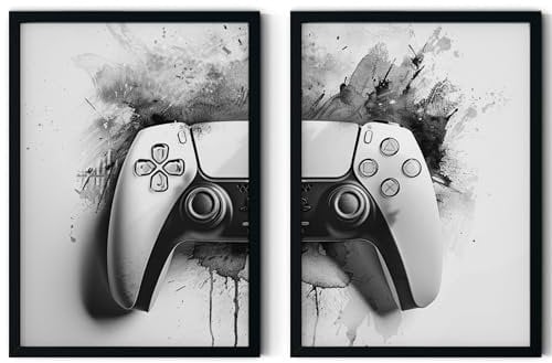 MJ-Graphics® Poster Gaming Controller PS5 Jugendzimmer Gaming Room, 2xA3 Gamer Deko, Zimmer Deko Jungs Wand Bilder, Gaming Wand Deko, Deko Jugendzimmer Gaming PS5 Poster Gaming Deko Zimmer ohne Rahmen