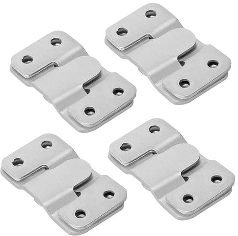 4Pcs Headboard Wall Fixings Brackets, Flush Concealed Mount Bracket, Stainless Steel Heavy Duty Picture Hanging, Universal Furniture Connector Large Z Clip Brackets for Pictures Mirrors Frames