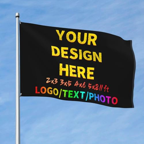 Personalisierte Flagge & Banner - Gestalten Sie Ihre eigenen Flaggen, fügen Sie Ihren Text/Logo/Foto für Gartenaußendekorationen, Campingflaggen, 5x8 Ft, einseitig bedruckt hinzu.