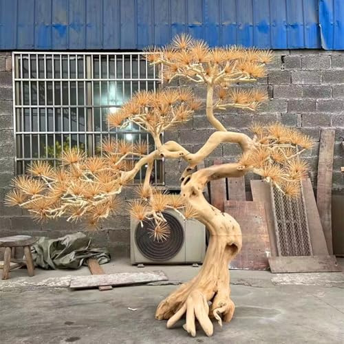 KIBONCY Faux Bonsai Tree Fake Plant Decoration, Large Bonsai Fake Plants With Natural Wood Trunk and Lifelike Leaves, for Home Decor Indoor Office Table Shelf Decorations 7.5ft