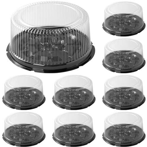 yeeplant Domo - 20 contenitori per torte usa e getta con coperchio sicuro, 25,4 cm, in plastica, per compleanni, feste, antigraffio e ideali per torte rotonde