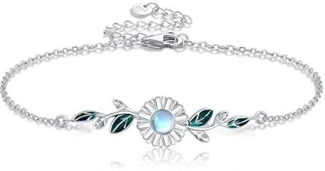 DAYLINLOVE Daisy Armband 925 Sterling Silber Mondstein Daisy Armband Blume Schmuck Geschenk Für Frauen