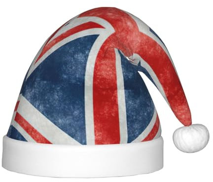 BREAUX Weihnachtsmütze mit Unionsflaggen-Muster, Samt, bequem, Weihnachtsmütze, Neujahrsparty-Zubehör