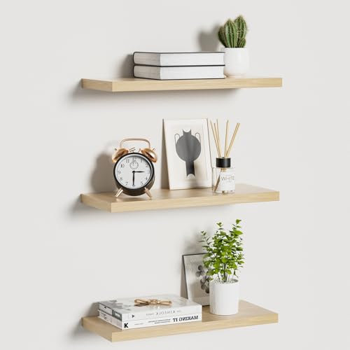 Uervoton Wandregal 3er-Set, Schweberegal aus Paulownia-Holz 40 cm, rustikales Regalbrett zur Aufbewahrung und Deko für Wohnzimmer, Schlafzimmer, Küche, Büro