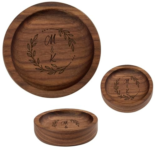 Bandeja de madera personalizada para joyas, plato pequeño de 2.67 pulgadas, plato de anillo de madera grabado, bandeja de compromiso para hombres, soporte para anillos de boda