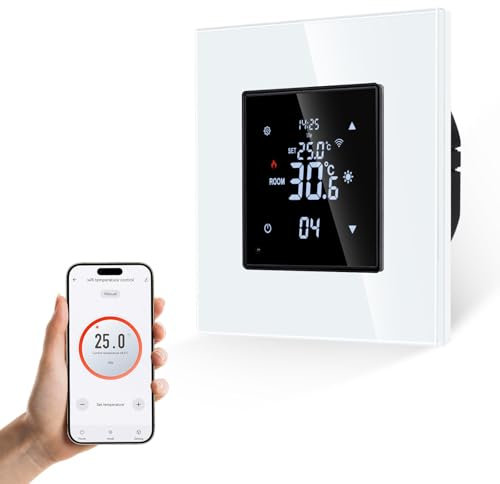 JIMEIDA Smart Thermostat Heizung Weiß Bodenheizkammer mit Alexa Echo, Google Assistant Konstante Temperaturkammer für elektrische Heizung und Heizheizungstemperaturregelung