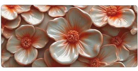 Mauspad XXL, 900x400x4mm, Mousepad Gaming Blume Schreibtischunterlage, Gummiboden rutschfeste und wasserdichte, Verbessert Präzision und Geschwindigkeit, Geeignet für PC und Laptops Z-348