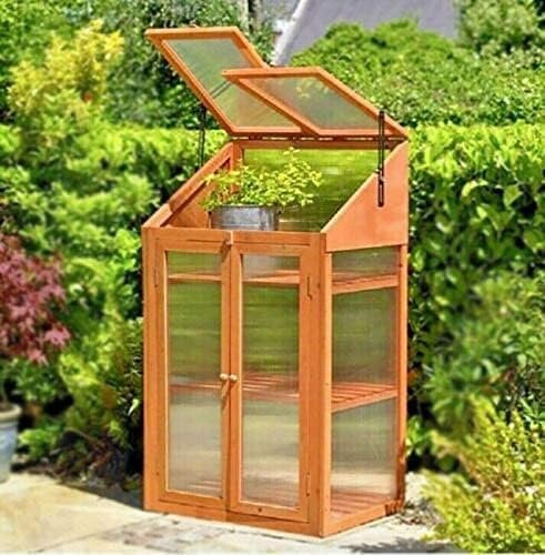 Garden Mile Large 3 Tier Wooden Garden Greenhouse - Heavy Duty Transparent Cold Frame for Outdoor Polycarbonate Grow House Garden Greenhouse Outdoor Flower Vegetable Planting Storage 120cm Growhouse