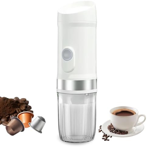 Jenmayt Cafetera Espresso Eléctrica Portátil,20 Bar,Cafetera de Coche Autocalentable,con 9600mAh,Compatible con Cápsula Nes/Dolce Gusto, Café Molido,para Camping,RV,Senderismo,Oficina