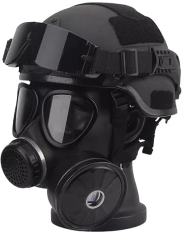 VKINGBOR Gasmaskenhelm-Set, ABS-Kunststoffhelm, Gasmaske kann schädliche Gase filtern und bietet mehr Schutz beim Spielen taktischer Spiele