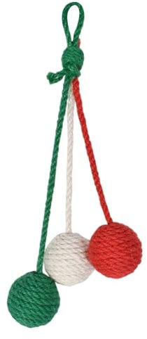 Disnace Hanging Sisal Cat Toy Balls, Handmade Hanging Sisal Ball, Interactive Cats Scratching Ball, Bite-Resistant Cat Toy, 3 Colorful Balls Durable Rope for Indoor Cats Kittens (Red, Green, White)