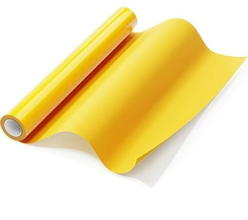 COONE Plotterfolie Textil Gelb, 30,5 x 244 cm PVC Transferfolie für DIY & Textilien, Bügelfolie mit Einfacher Handhabung
