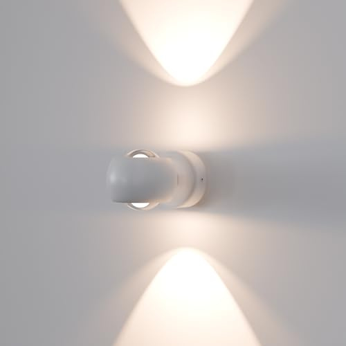 MATO 2x LED Wandleuchte Innen & Aussen - 7W, 3000K Warmweiß, IP54 Wetterfest - Aussenlampe Wand Up Down Leuchte - Außenwandleuchten, Außenlampe, Wandlampe Außen, Außenbeleuchtung, Lampe, Weiß
