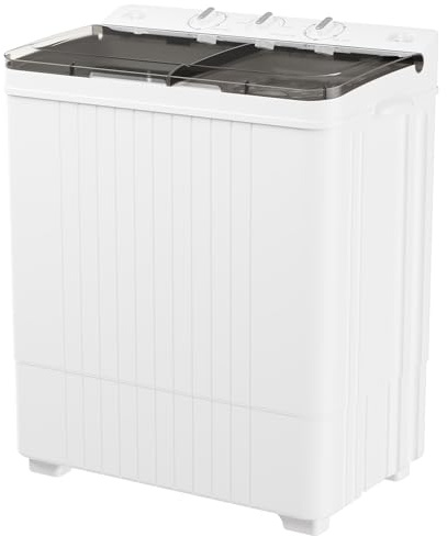 Omelaza Lavadora portátil, doble tina de capacidad de 28 libras, mini lavadora compacta y secadora giratoria con ciclo de centrifugado para el hogar, caravanas, apartamentos, gris