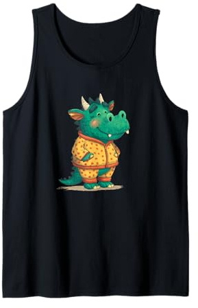 Lächelnder Drache im gelben Pyjama-Kostüm für Jungen und Mädchen Tank Top