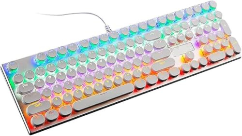 XIUNYIE Tastiera e Mouse Gaming, Tastiera Meccanica Cablata 108 Tasti USB Interruttori Blu/Rosso Anti-ghosting Retroilluminazione LED RGB/Mista per Giocatori PC Compute