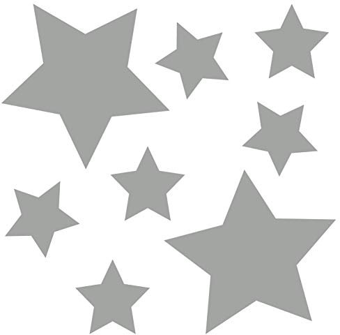 kleb-Drauf | 8 Sterne | Silber - glänzend | Wandtattoo Wandaufkleber Wandsticker Aufkleber Sticker | Wohnzimmer Schlafzimmer Kinderzimmer Küche Bad | Deko Wände Glas Fenster Tür Fliese