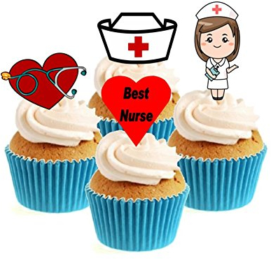 Sprinkles & Toppers Ltd Nursing / Nurse Collection Edible Stand Up Wafer Paper Cake Toppers (12 Pack)