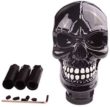SMKJ Universal Schaltknauf Schädel Schaltknüppel Skull Totenkopf Gießharz Gear Shifter Knob für most Manuelles oder automatisches Getriebe Ohne RGA-Schwarz