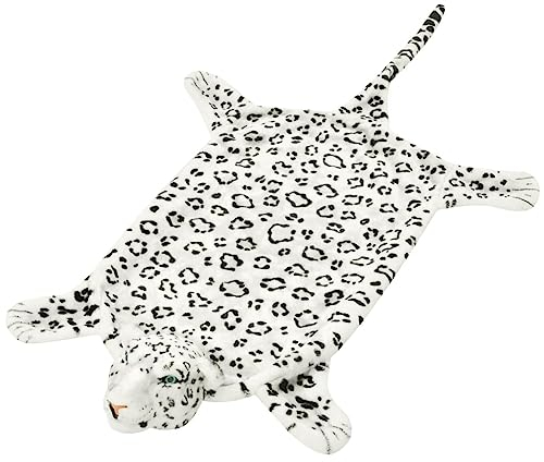 vidaXL Leopardenfell Teppich 139 cm Weiß Plüsch Bettvorleger Fellteppich Deko