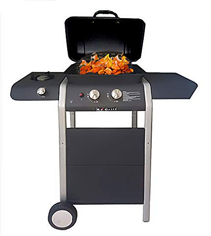 ke grill Barbecue A Gas 2 Fuochi + Fornello Laterale Griglia in Acciaio Inox a Pietra Lavica da Giardino Esterno PIC nic …